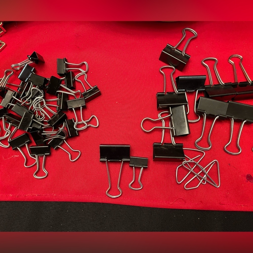Black Binder Clips Set, 25 mini, 10 medium clamps